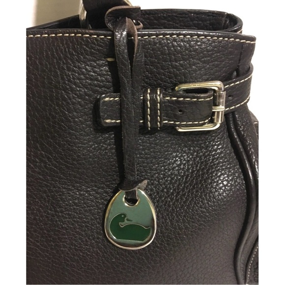 Dooney & Bourke Black Leather Shoulder Bag with Gold Hardware and Buckle Details - Picture 7 of 12